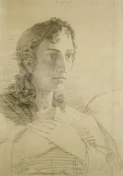 Hlava a ruce sv. Jana, 1806 (křída a uhel na papíře)