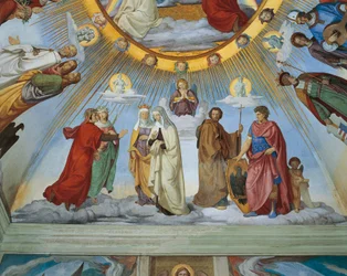 Dante a Beatrice mluví s Piccardou a Constance, z „Nebes blažených a říše“, Dante Room (freska)