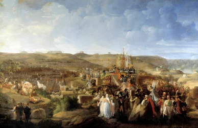 Napoleon I. (1769-1821) rozdává kříže Čestné legie v táboře Boulogne 16. 8. 1804 Obraz Philippe Auguste Hennequin (1762-1833) 1804 Ne. 3,19x4,83m.