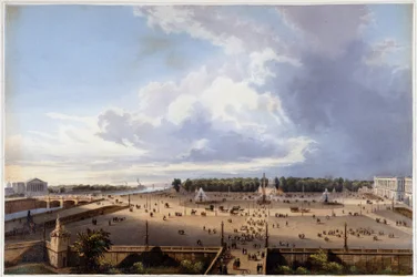 Place de la Concorde - v „Procházce po Paříži a okolí“, navržený Jacottetem a Benoistem, c. 1840