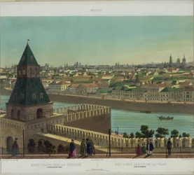 Pohled na Zamoskvorechye od kremelské zdi z panoramatického pohledu na Moskvu v 10 částech, cca 1848