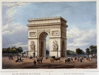 Arc de Triomphe - v ""Procházka v Paříži a okolí", navržený Jacottet a Benoist, c. 1840