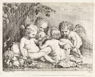 Kristus, Jan Křtitel a dva putti
