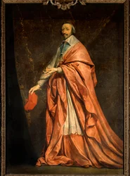 Celovečerní portrét Armanda Jean du Plessis, kardinála de Richelieu (1585-1642), ministra Ludvíka XIII. Malířství od Philippa de Champaigne (1602-1674) 17. století Sun. 2,22x1,55m.