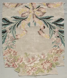 Fragment hedvábí, část panelu s názvem Le panier fleuri, 1770.