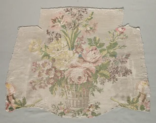 Fragment hedvábí, část panelu s názvem Le panier fleuri, 1770.