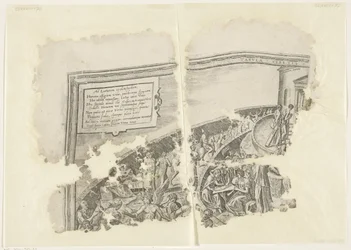 Levý horní roh otisku scény od Cebes Tabula Cebetis Carta Vitae (název na objektu)