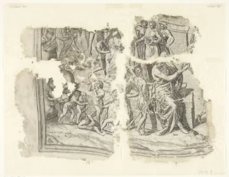 Levý dolní roh otisku scény od Cebes Tabula Cebetis Carta Vitae (původní název)