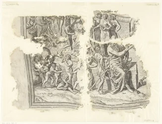 Levý dolní roh otisku scény od Cebes Tabula Cebetis Carta Vitae (původní název)