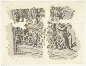 Levý dolní roh otisku scény od Cebes Tabula Cebetis Carta Vitae (původní název)