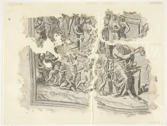Levý dolní roh otisku scény od Cebes Tabula Cebetis Carta Vitae (původní název)