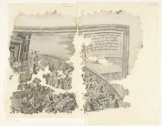Pravý horní roh otisku scény od Cebes Tabula Cebetis Carta Vitae (název na objektu)