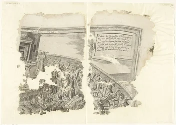 Pravý horní roh otisku scény od Cebes Tabula Cebetis Carta Vitae (název na objektu)