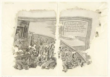 Pravý horní roh otisku scény od Cebes Tabula Cebetis Carta Vitae (název na objektu)