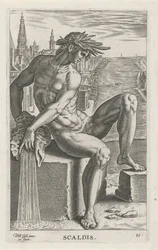 Riviergod Scaldis Scaldis (název na objektu) Rivier-en zeegoden (název série) Elegantní portréty mořských polobohů a tuleňů Amnicus (název série)