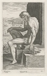 Riviergod Tagus Tagvs (název na objektu) Rivier-en zeegoden (název série) Elegantní portréty mořských polobohů a tuleňů Amnicus (název série)