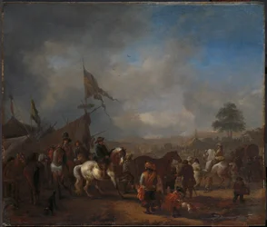 Jarmark koní u vojenského tábora, asi 1665-1668 (olej na desce)
