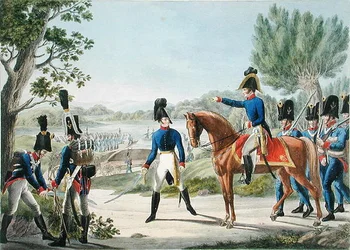 Nové císařské královské rakouské Pontonniers po napoleonských válkách, kolem roku 1820 (barevné lito)