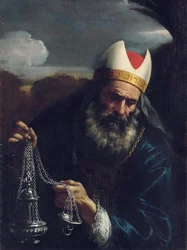 Áron, velekněz Izraelitů, držící kadidelnici