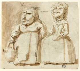 Karikatury dvou žen (recto); Modlící se Jidáš (verso)
