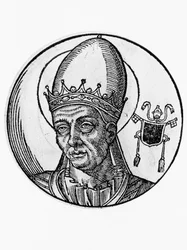 Portrét Benedikta I. (Benedictus Bonosus, zemřel 579), 62. papež katolické církve z roku 575, rytina