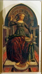 Temperance, ze série panelů zobrazujících Ctnosti navržených pro Radní komoru Síně kupeckého cechu, 1469 (tempera na panelu)