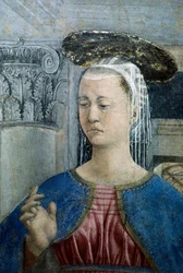 Detail z Legendy o pravém kříži zobrazující Zvěstování od Piera della Francesca
