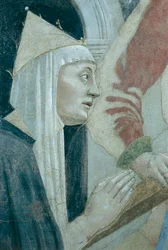 Detail z The Legend of the True Cross ukazující objev a ověření True Cross od Piera della Francesca