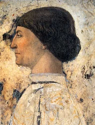 Sigismondo Pandolfo Malatesta Detail fresky v Tempio Malatestiano, Rimini, 1451