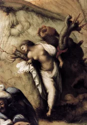 Andromede doručil Persee, detail (1510, olej na plátně)