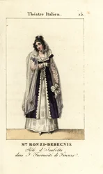 Mme. Ronzi-Debegnis v I Fuoruscit di Firenze, Theatre Italien, 1819 (rytina)