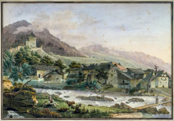 Vesnice Tavel s hradem Le Châtelard