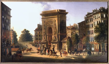Boulevard du Temple a Porte Saint Denis, Paříž, cca 1810 (malba)