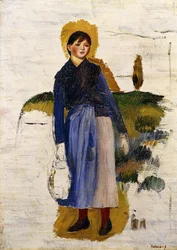 Dívka s červenými punčochami, 1886