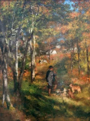 Malíř Jules Le Coeur a jeho psi v lese Fontainebleau