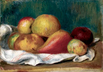 Zátiší s jablky a hruškami. Obraz, jehož autorem je Pierre Auguste Renoir (Pierre-Auguste Renoir