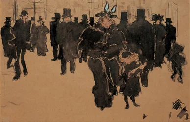 Le boulevard, cca 1890 (akvarel, inkoust a lavírování na lesklém papíře)