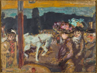 Umístěte Clichy Horses a dívky do lesa, asi 1894.