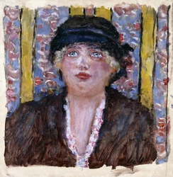 Žena v klobouku, kolem roku 1920 (olej na plátně)