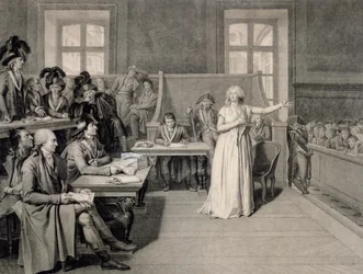 Marie-Antoinetta (1755-93) z Habsburska-Lotrinska, souzená revolučním tribunálem, 16. října 1793