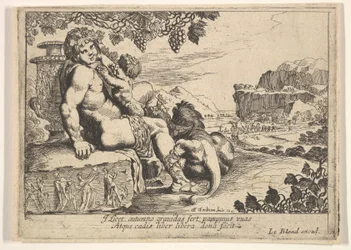 Bakchus, satyr a lev, 1610-42.