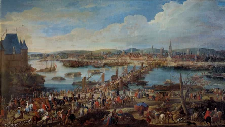 Pohled na město Rouen z detailu Saint Sever. Obraz Pierra Denise Martina (1663-1742) 18. století Sun. 0,78x1,98 m Rouen musee des Beaux Arts