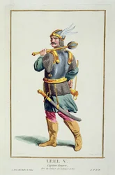 Leel V z „Recueil des Estampes, Representant les Rangs et les Dignites, podle Kostýmu všech existujících národů“, vydaného roku 1780 (ručně kolorovaná rytina)