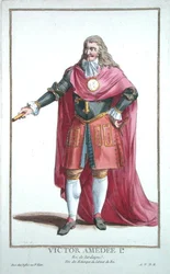 Viktor Amadeus II. (1666-1732), z díla „Recueil des Estampes, représentant les Rangs et les Dignités, suivant le Costume de toutes les Nations existantes“, vydáno 1780