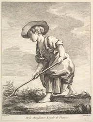 Holčička, která dělá farmářské práce, z První knihy figurek po porcelánech M..., 1757.