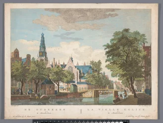Pohled na starý kostel v Amsterdamu The Oudekerk v Amsterdamu (název na objektu)