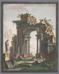 Pohled na ruiny vítězného oblouku Monument Ruine d