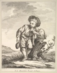 Malý chlapec držící košík hroznů, z Druhé knihy figur po po..., po roce 1757.