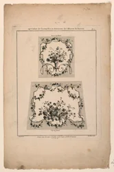 Návrhy sedáků gobelínových židlí, deska 1 od "Cahier de Cartouches et Ornemens de l