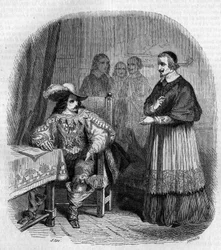 Společnost byla založena v roce 1635 Ludvíkem XIII. (1601-1643) a kardinálem Richelieu (Armand Jean du Plessis de Richelieu) (1585-1642). Rytina G. Staal